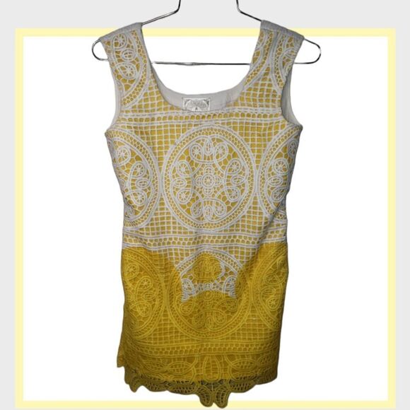 Kashish Dresses & Skirts - Kashish crochet Butter yellow and white dress cover up spring dress XS
